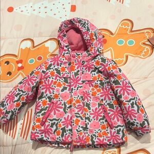 Cat & Jack 2t Floral Pink Kids Puffer Jacket